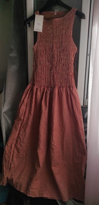 Vestido nido de abeja cuadros rojo talla M
