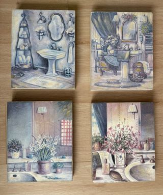 Collezione di 4 quadri da bagno 20x25cm