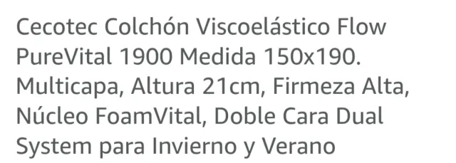 Colchón Cenotes 150x190cm Nuevo