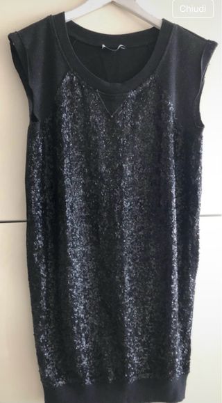 Abito smanicato lurex felpa nero
