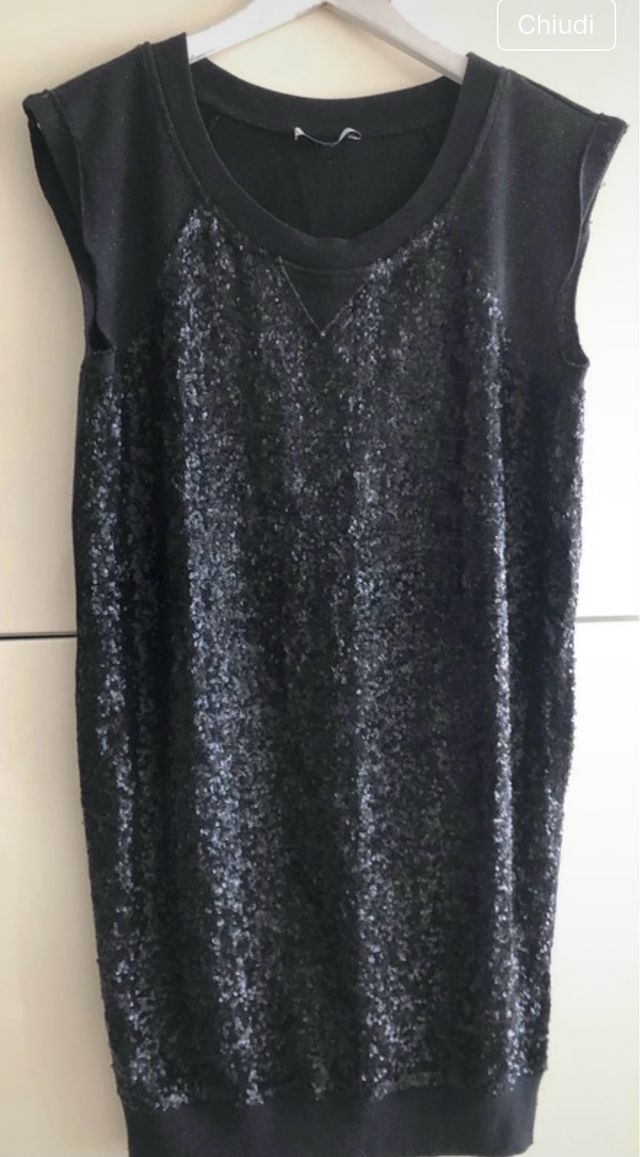Abito smanicato lurex felpa nero