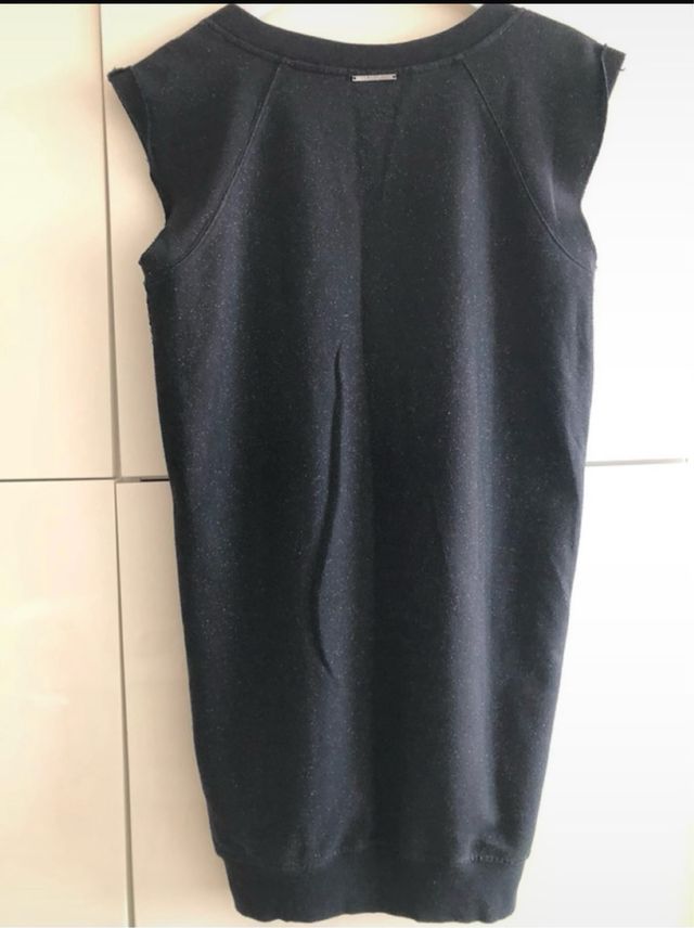 Abito smanicato lurex felpa nero