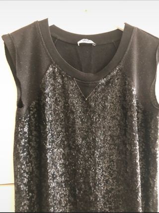 Abito smanicato lurex felpa nero