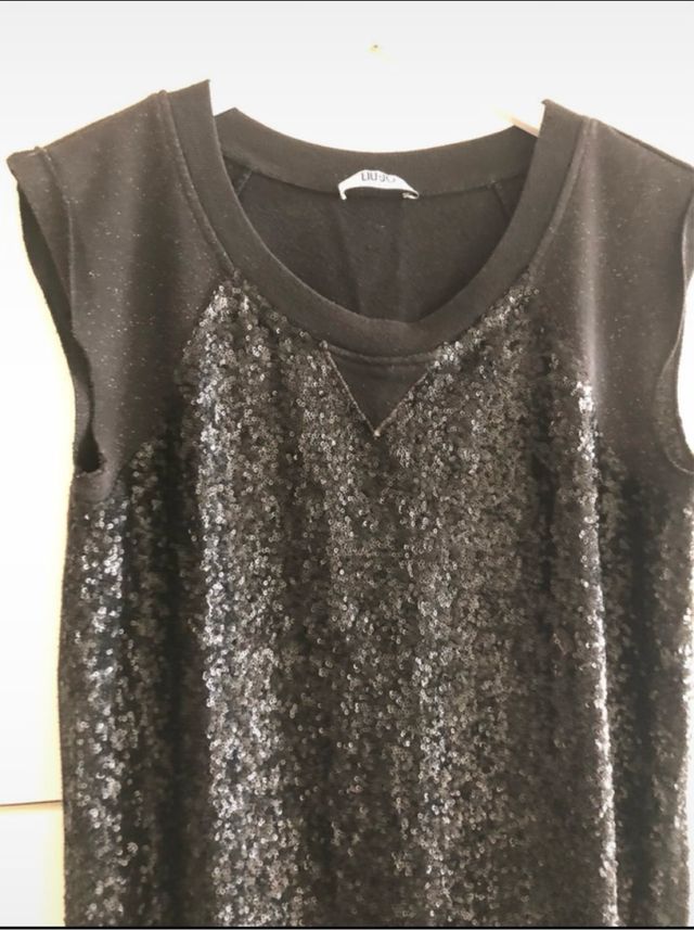 Abito smanicato lurex felpa nero