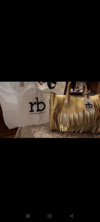 Borsa Roccobarocco oro con frange