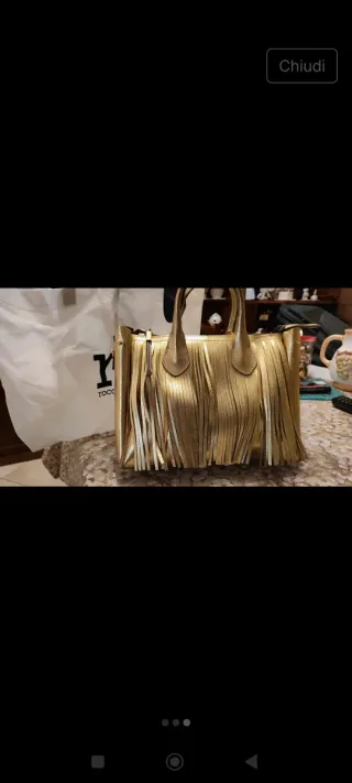 Borsa Roccobarocco oro con frange