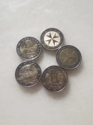 5 monedas conmemorativas de 2€