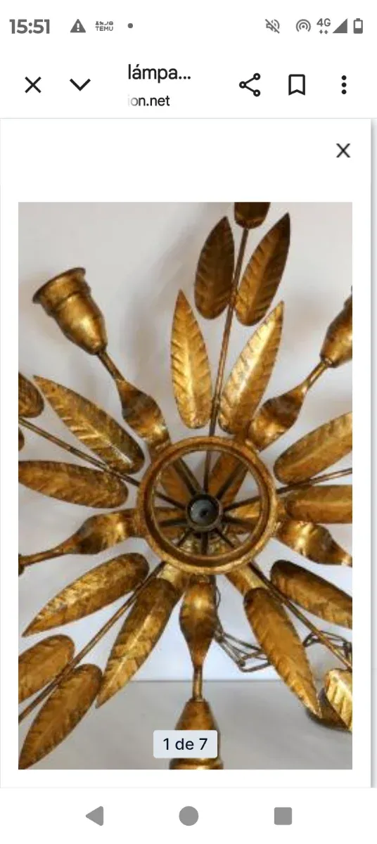 Lampada a sospensione vintage dorata