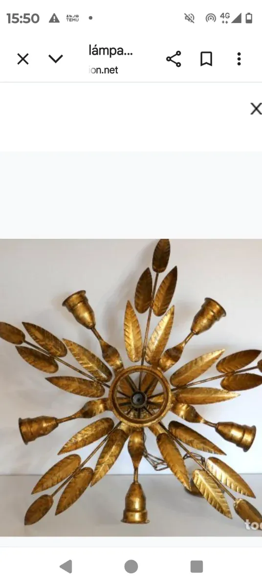 Lampada a sospensione vintage dorata