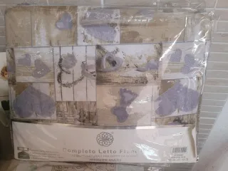 Completo Lenzuola Flanella Beige/Viola