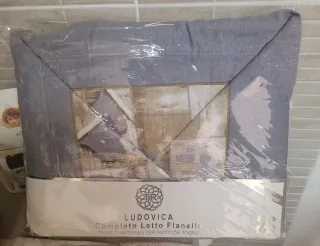 Completo Lenzuola Flanella Beige/Viola