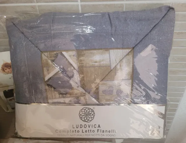 Completo Lenzuola Flanella Beige/Viola