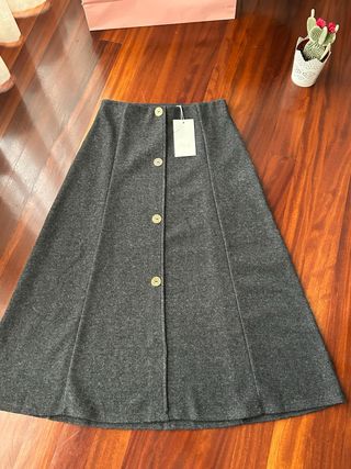 Falda Zara punto gris botones