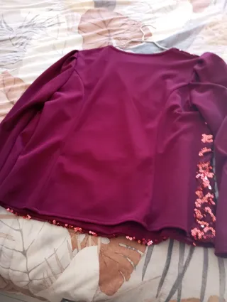 Blusa lentejuelas morada y roja
