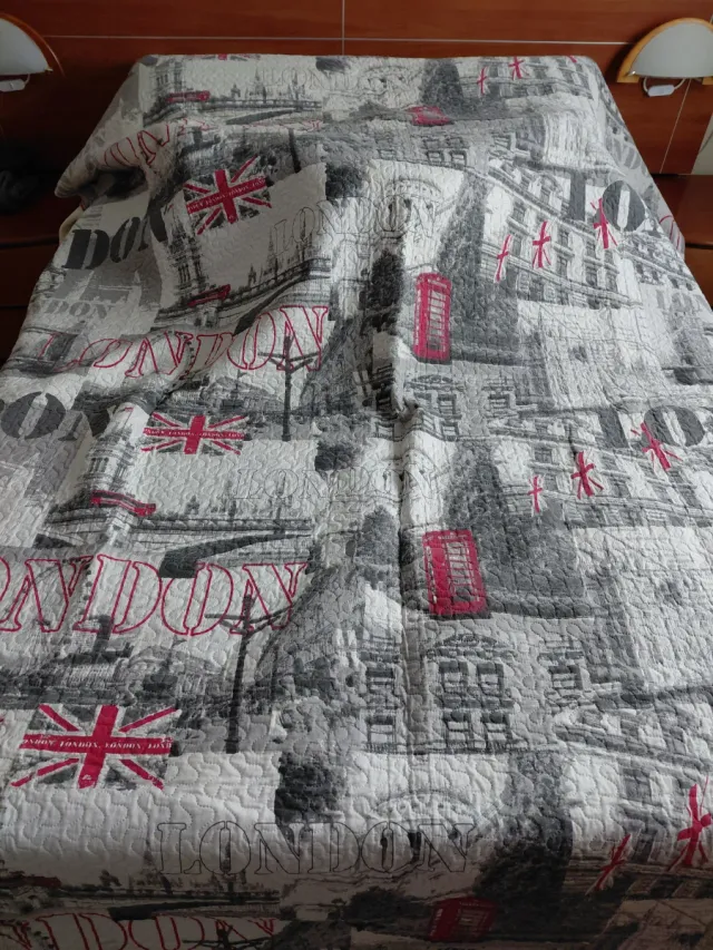 Colcha entretiempo diseño Londres, reversible