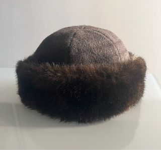 Cappello lana ed ecopelliccia donna marrone