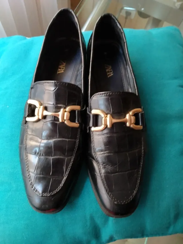 Mocasines Zara Piel Grabada Talla 37