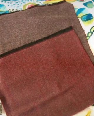 Sciarpa misto cashmere marrone e rossa