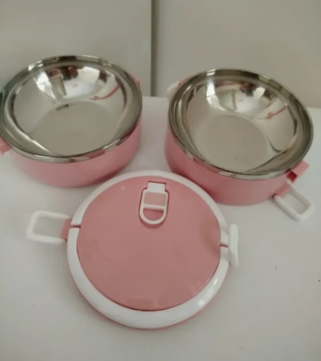 Porta pranzo termico 2 livelli rosa