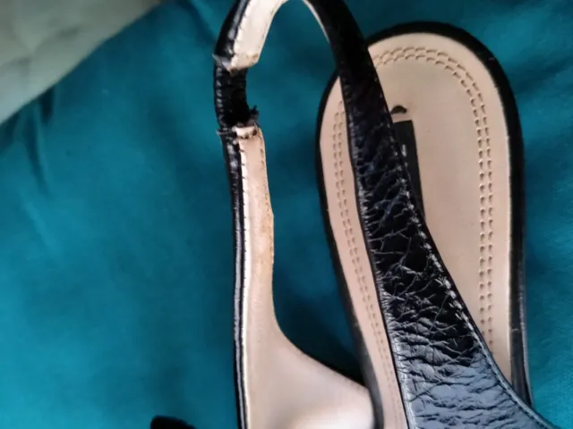 Zapatos Zara Salón Tacón Bajo Piel Negro Talla 37