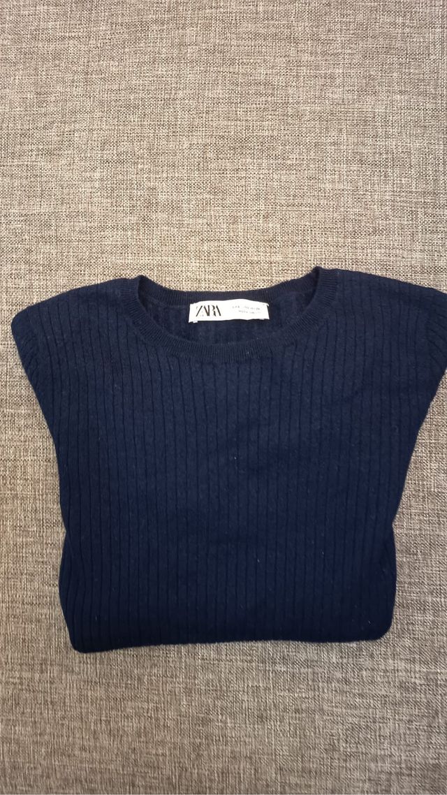 Jersey Zara azul marino canalé