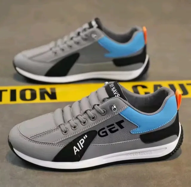 Zapatillas deportivas grises y azules