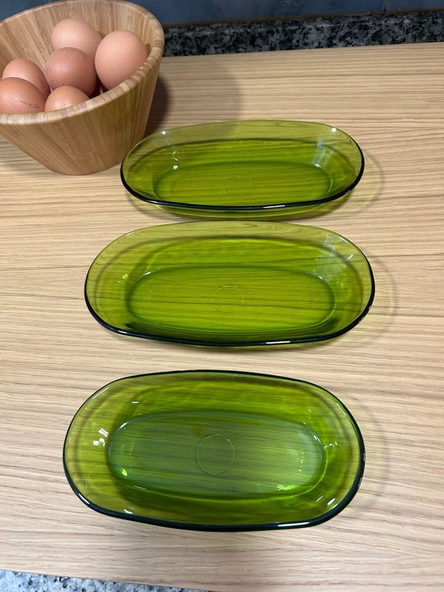 3 Bandejas pequeñas Esparragueras Duralex Verdes