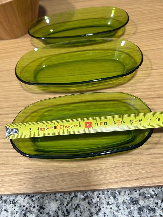 3 Bandejas pequeñas Esparragueras Duralex Verdes