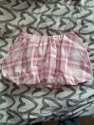 Falda corta cuadros rosa y blanco Primark