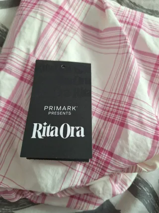 Falda corta cuadros rosa y blanco Primark