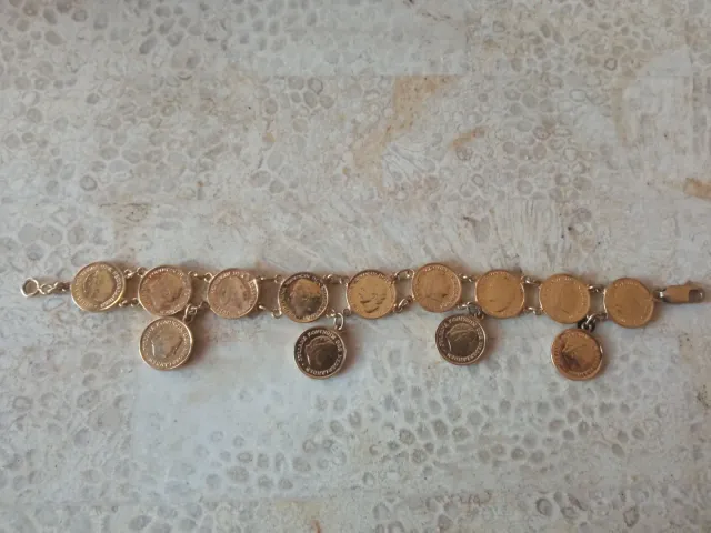 Pulsera monedas antiguas Holanda oro