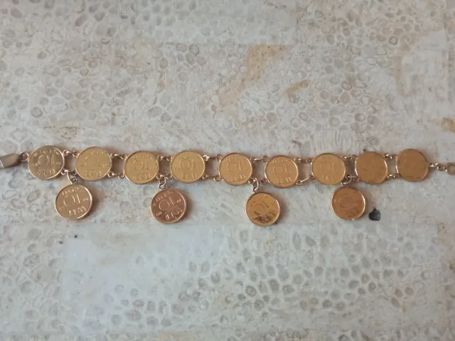Pulsera monedas antiguas Holanda oro