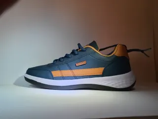 Zapatos elegantes azul y marrón