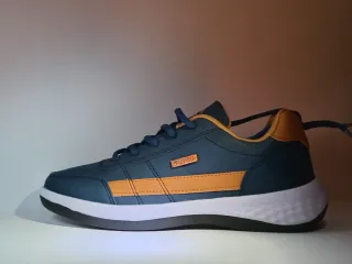 Zapatos elegantes azul y marrón