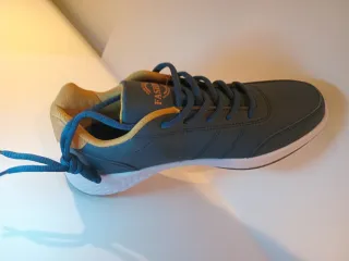 Zapatos elegantes azul y marrón