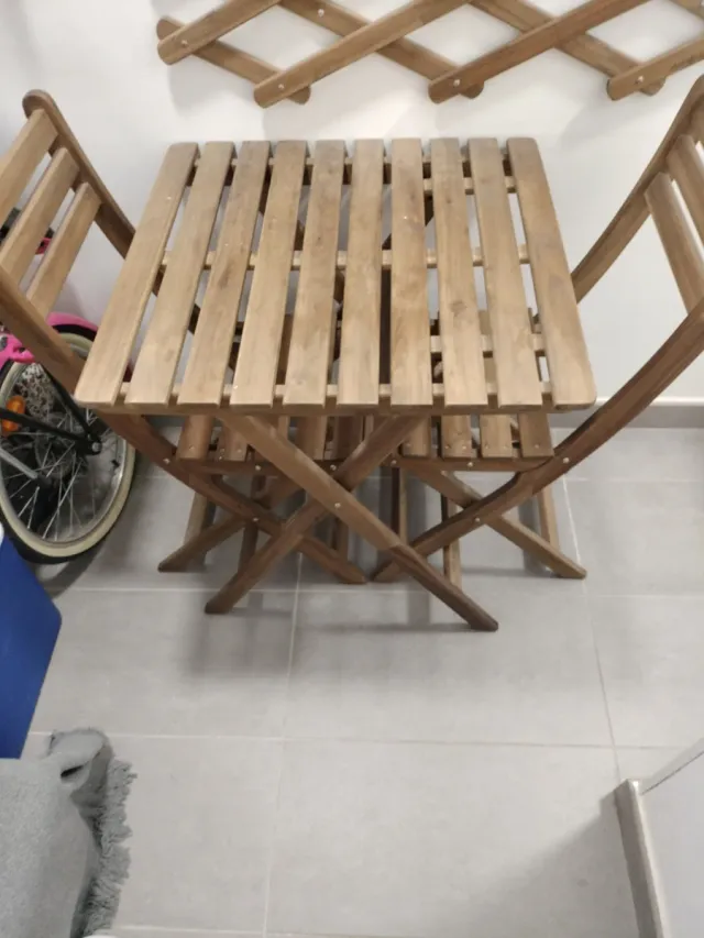 Mesa y 2 Sillas Plegables Terraza
