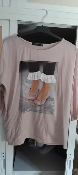 Camiseta rosa mangas 3/4