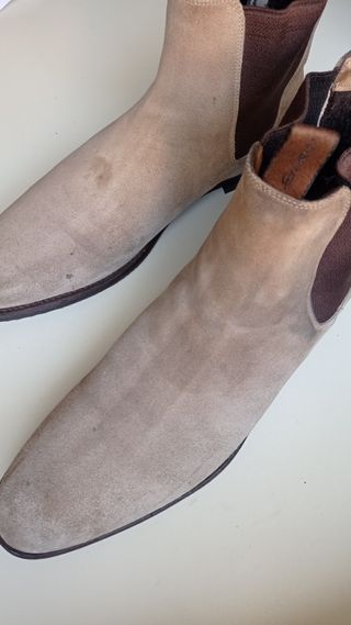 Santoni Stivaletti Pelle Scamosciata Beige N.44