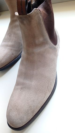 Santoni Stivaletti Pelle Scamosciata Beige N.44