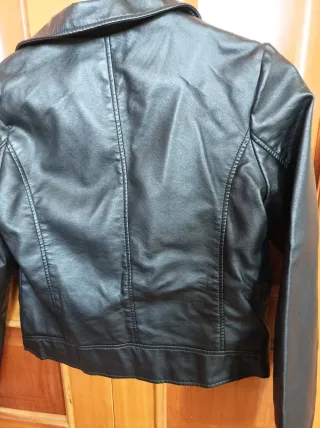 Cazadora Polipiel Negra Mujer Talla S