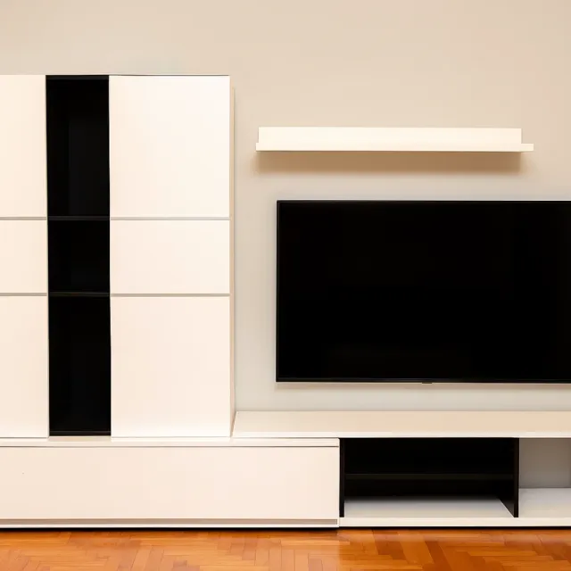Mueble de salón modular blanco y negro
