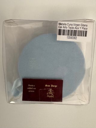 Medalla Cuna Virgen con Niño de Plata Ley y tejido