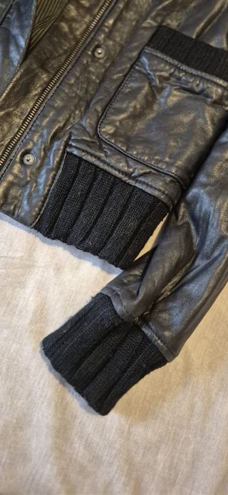 Chaqueta Cuero Massimo Dutti Negra