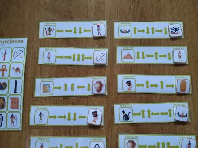 Juego instrucciones robótica temática de Egipto