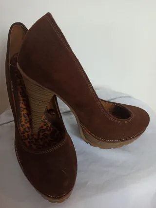 Scarpe tacco alto scamosciate marroni