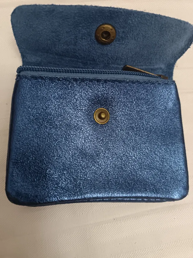 Monederos azules de piel