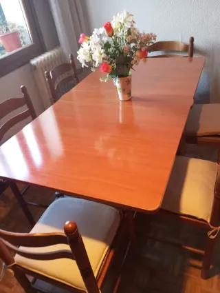 Mesa comedor plegable y 6 sillas