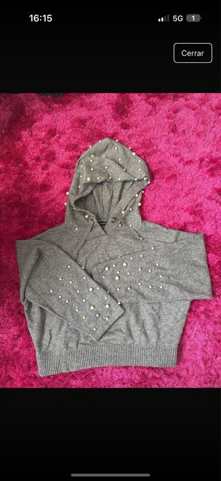 Sudadera gris con perlas Talla M