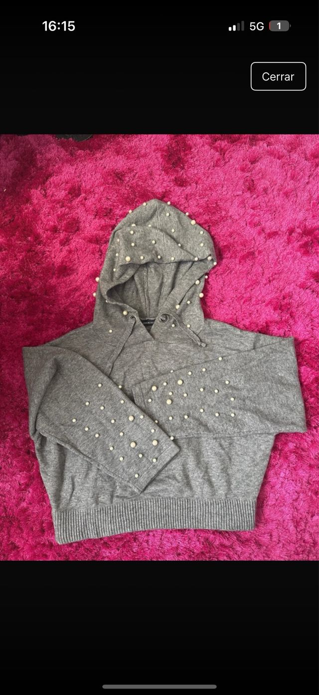 Sudadera gris con perlas Talla M