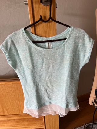 Camiseta manga corta azul y blanca